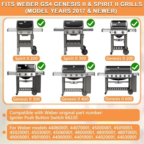 Vista 2 de 66220 Encendedor para Weber GS4 Genesis II/Spirit II Grill Pieza de botón de encendido