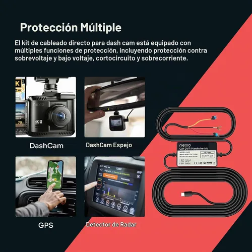 Vista 4 de NEXIO Acc Hardwire Kit HW05 Puerto tipo C, compatible con N5Pro Dashcam, 12 pies con kit de fusibles