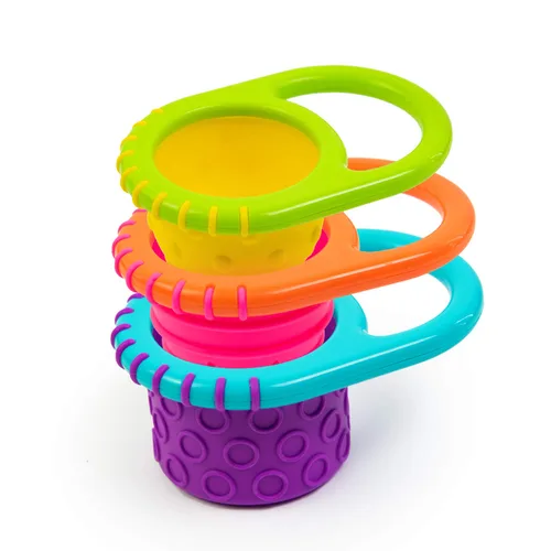 Vista 2 de Sassy Flex & Fill Cups Juguetes de baño de 3 piezas