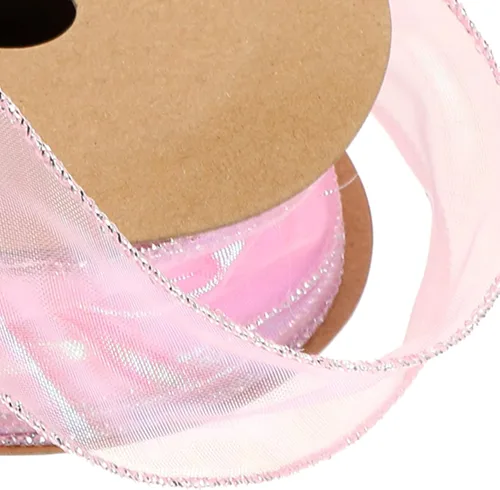 Vista 8 de SEWACC Cinta de organza brillante transparente cinta ancha de gasa rosa con alambre para envolver regalos, manualidades, manualidades, ramo