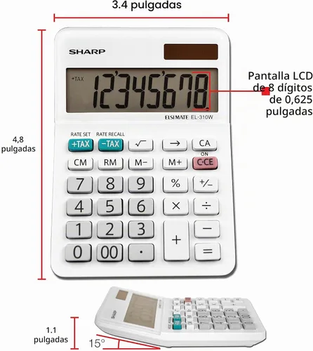 Vista 2 de Sharp EL-310WB Calculadora, Blanco 3.125, 3.38 x 4.75 x 1.0 pulgadas