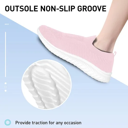 Vista 6 de JIAFO Zapatos deportivos para caminar para mujer, zapatos deportivos para mujer, zapatos de correr antideslizantes para mujer, sin cordones