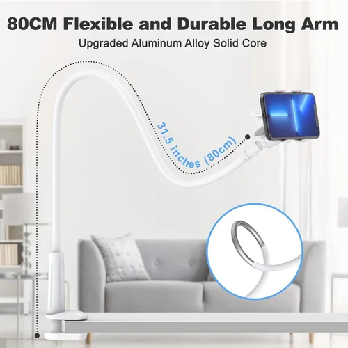 Vista 2 de Soporte para Teléfono Celular de Cuello de Cisne, Soporte Universal Flexible 360 para Teléfono, Soporte Perezoso con Abrazadera de Brazos Largos