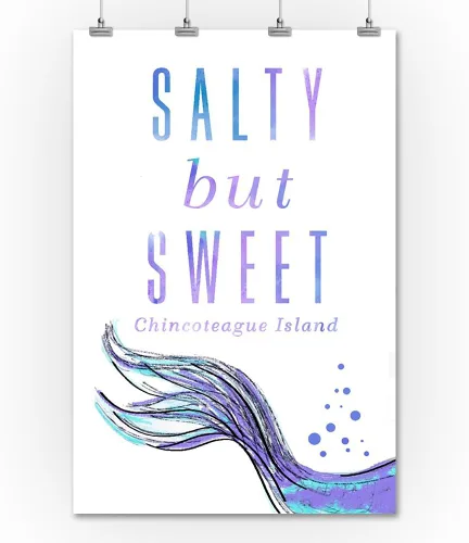 Vista 2 de Chincoteague Island, Virginia, Salty But Sweet, Mermaid Tale (36 x 54 pulgadas, decoración de pared, póster de viaje)