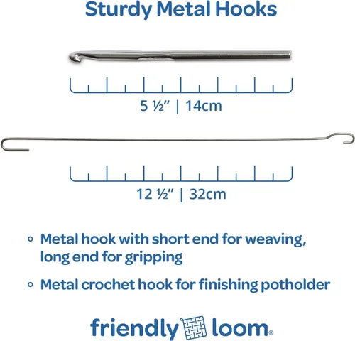 Vista 8 de Harrisville Designs Friendly Loom - Kit de tejido profesional para agarraderas, telar de metal resistente de 10 x 10 pulgadas y bucles de tejido