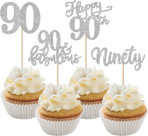 Vista 20 de Rsstarxi Paquete de 24 adornos con purpurina para cupcakes de 30 cumpleaños, treinta y 30 fabulosas selecciones de cupcakes, decoraciones para feliz