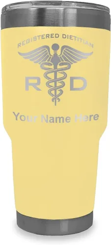 Vista 7 de LaserGram Vaso aislado al vacío de 20 onzas, dietista registrado RD, grabado personalizado incluido (negro)