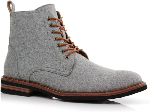 Vista 25 de Polar Fox Botas de tobillo para hombre Colección de botas casuales con cordones Estilos de punta redonda y punta lisa 1. Negro y lana