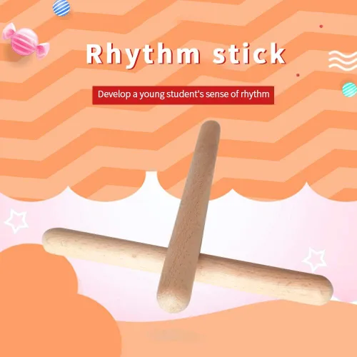 Vista 6 de Claves de madera clásica, instrumento de percusión musical, ritmo de 7.8 pulgadas de ritmo de madera dura natural, palillos de ritmo mejor que