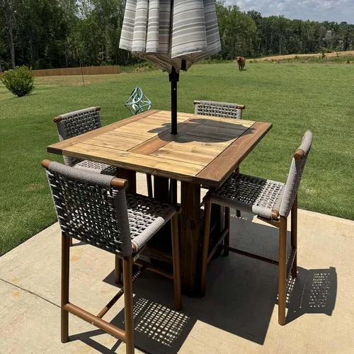 Vista 13 de PURPLE LEAF - Juego de 2 taburetes de bar con respaldo y reposabrazos Wraparound Cushioned Back and Arm, Powder-Coated Aluminum Frame