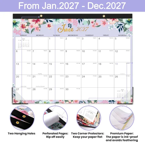 Vista 4 de Calendario de escritorio 2027 - Calendario 2027, enero de 2027 - diciembre