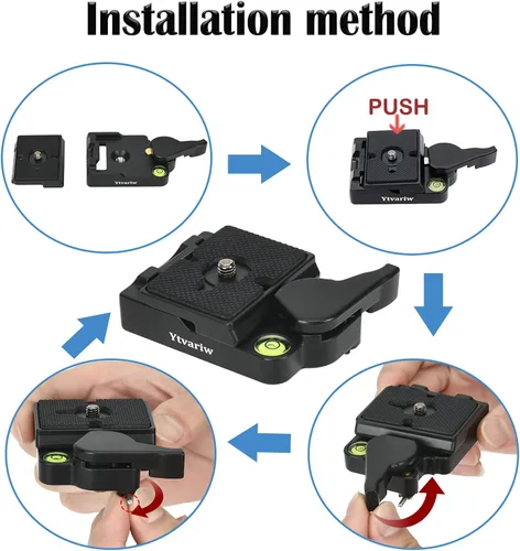 Vista 4 de 323 RC2 Adaptador de placa de liberación rápida, adaptador de conexión rápida con placa de liberación rápida compatible con monopie Manfrotto
