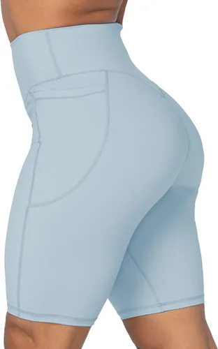 Vista 5 de Sunzel Pantalones cortos de ciclismo de 10 pulgadas, 8 y 5 pulgadas, para mujer, con bolsillos, cintura alta, para yoga, atletismo, gimnasio