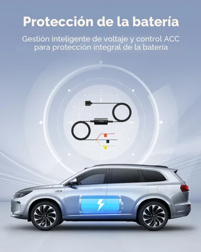 Vista 4 de 70mai Hardwire Kit UP03, cámaras de tablero tipo C de 10 pies, 12V-30V a 5V/2.4A, protección de bajo voltaje 11.8V, fuente de alimentación