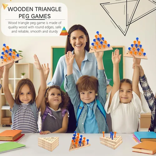 Vista 7 de 30 paquetes de juego de clavijas de madera, juego de triángulos complicados para familia, viajes, adolescentes y adultos
