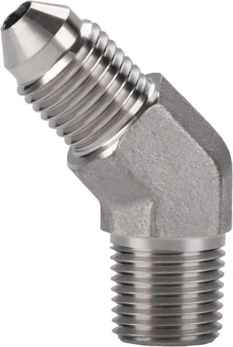 Vista 3 de 3AN macho acampanado a 1/8 NPT macho 45 grados adaptador de unión conector de tubería de acero inoxidable