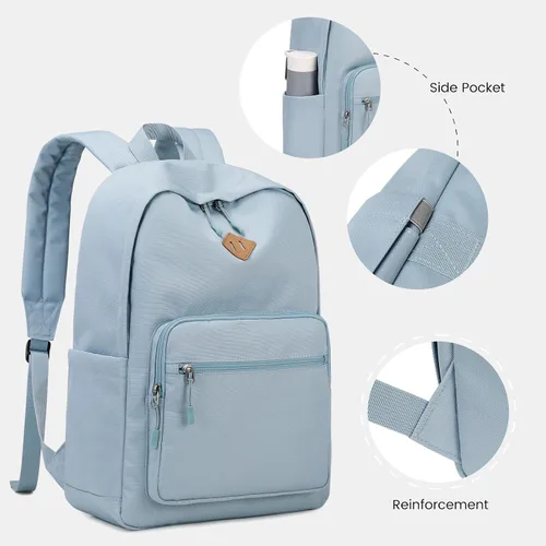 Vista 5 de Mochila Lohol Clásica para Escuela, Viaje, Universidad, Resistente al Agua y Duradera, Azul