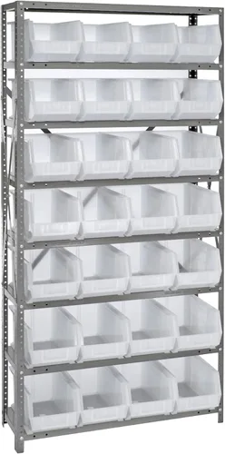 Vista 3 de Quantum QSBU-245BK Heavy Duty Shelving Unit with (7) Shelves and (24) QUS245 Black Bins for Garage Warehouse Storage Distribution 400 lb Load