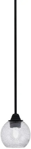 Vista 115 de Toltec Lighting Paramount - Mini colgante de 1 luz en acabado negro mate con cristal de arte perla de 7 pulgadas y estilo negro