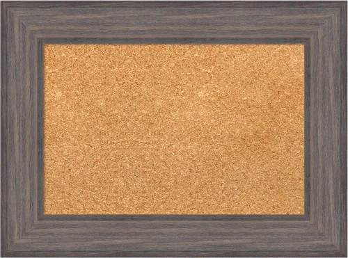 Vista 11 de Amanti Art Natural Cork Board for Wall, 18x24 Vision Board with Grey Wood Frame, Small Corkboard Office Decor for Home Organization, Country Rustic