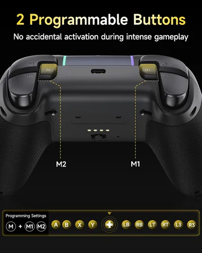 Vista 7 de EasySMX X05Pro Wireless PC Controller – Quiet-Press Buttons, 2-Stage Impulse Triggers, 2 Programmable Buttons, Hall Joysticks, 1000mAh Battery