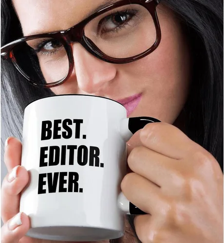 Vista 2 de 3dRose mug_179777_4 Best Editor Ever - divertido regalo de orgullo de trabajo para el mejor trabajo de edición del mundo, taza negra de dos tonos