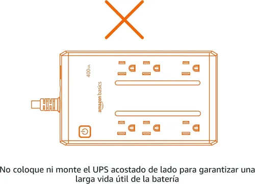Vista 5 de Amazon Basics UPS - Protector contra sobretensiones y batería de reserva 400VA/255W, 6 tomacorrientes, fuente de alimentación ininterrumpida