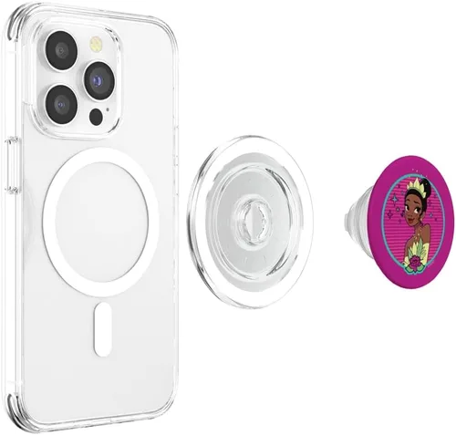 Vista 4 de Disney Princess Tiana 80s Glamour Portrait Pink PopSockets MagSafe PopGrip para iPhone