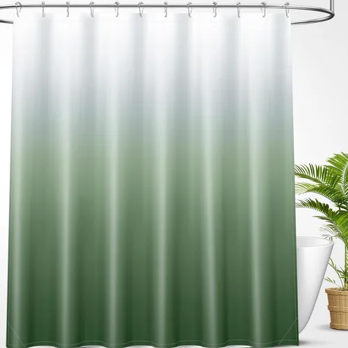 Vista 17 de OLANLY Juego de cortinas de ducha de lujo beige y blanco degradado con 12 ganchos, cortinas de ducha decorativas impermeables y lavables para baño