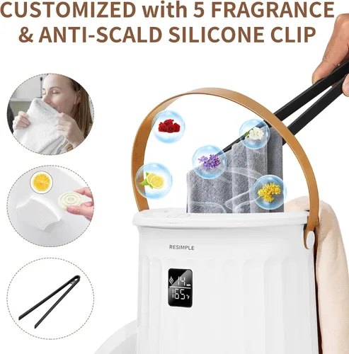 Vista 4 de Calentador de toallas calientes para baño; calentador de toallas de lujo en cubo; calentador de mantas de spa de gran capacidad de 20L; diseño