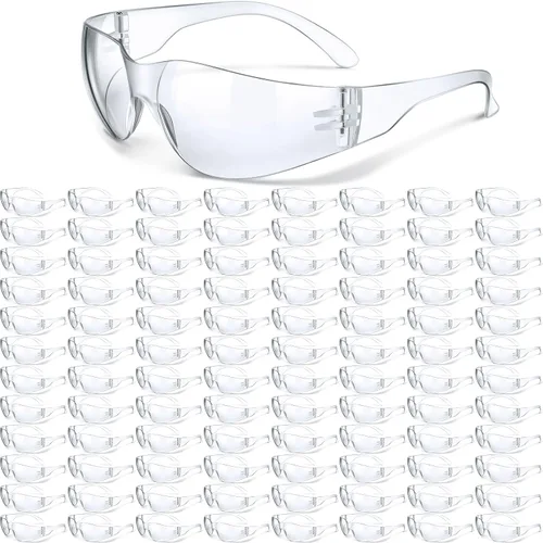 Vista 8 de Yunsailing Paquete de 100 gafas de seguridad a granel a prueba de salpicaduras, gafas de protección ocular resistentes a los arañazos y impactos
