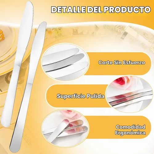 Vista 4 de 150 cuchillos de cena, cuchillo de mantequilla a granel de 8.3 pulgadas, cuchillos de acero inoxidable, cubiertos para mesa, hogar, restaurante