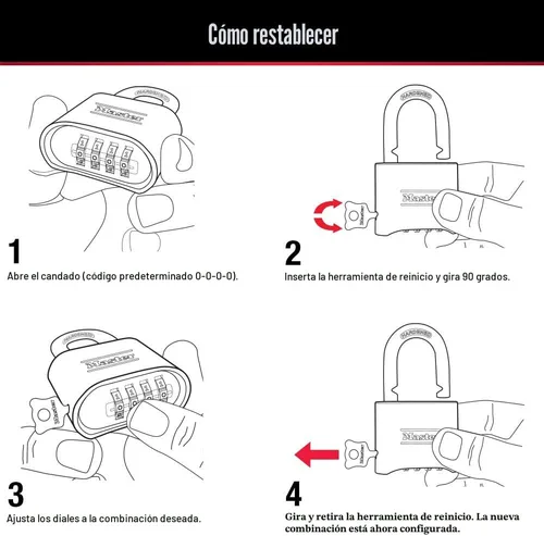 Vista 5 de Master Lock 175D, candado con combinación propia, se puede resetear, 175DLH