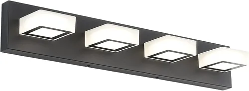 Vista 16 de Ralbay - Luz LED negra para tocador de baño, moderna, atenuable con 5 temperaturas de color, accesorios de iluminación de pared de acrílico negro