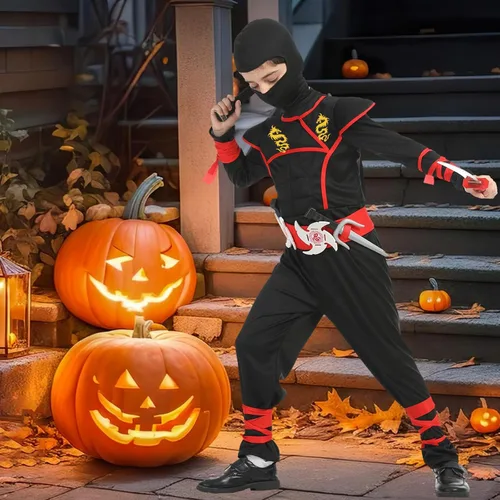 Vista 2 de Ninja Costumes Set Halloween Ninja Costume Dragon Ninjas AccessoriesToys for Kids Role Play