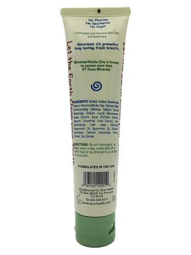 Vista 2 de Zion Salud Claybrite natural pasta dental, natural Menta, 4 onzas