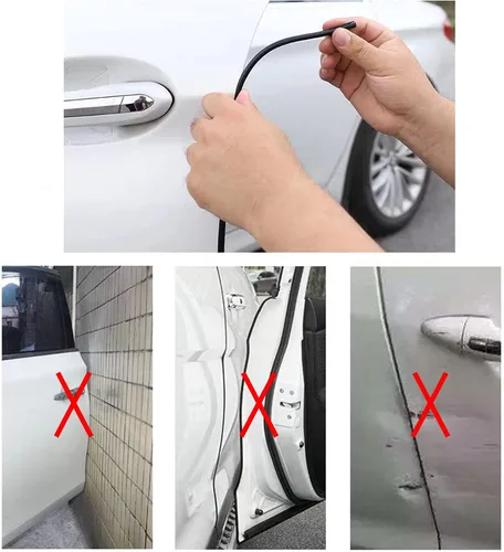 Vista 2 de Protectores de borde de puerta de automóvil autoadhesivo de goma para borde de canal en U, protector de protección de borde de metal para la mayoría