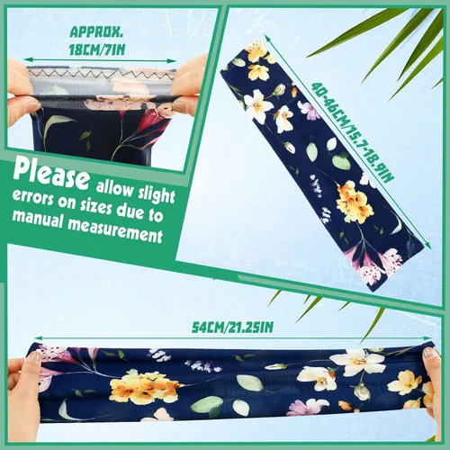 Vista 4 de Jeyiour 18 pares de mangas de jardinería con protección solar UV para mujeres y hombres, patrón de flores, color sólido, enfriamiento, verano