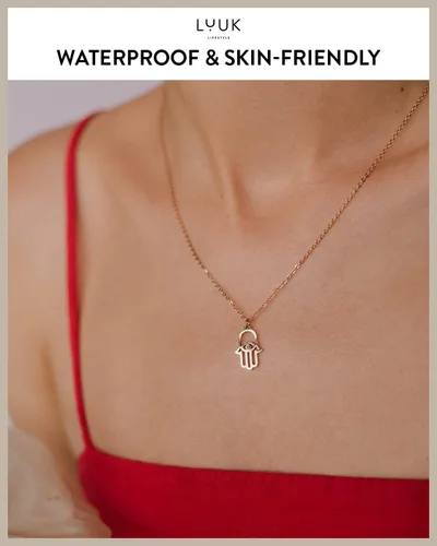 Vista 3 de LUUK LIFESTYLE Collares de acero inoxidable para mujer con colgante, tarjeta de joyería de moda con frase de felicidad, amuleto de la suerte, regalo
