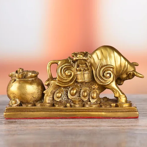 Vista 4 de BRASSTAR TQZMPT1 - TQZMPT1 - TQZMPT1 - Estatua de Feng Shui de latón tira de riqueza con monedas, estatua de fortuna y suerte reunir regalos
