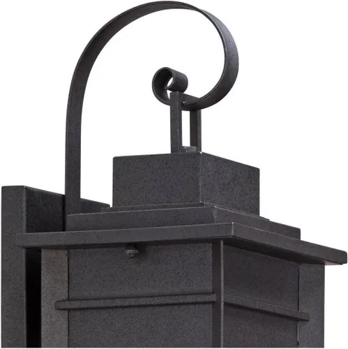 Vista 7 de Franklin Iron Works Bransford - Lámpara de pared rústica tradicional para exteriores, farol negro moteado gris, paneles de vidrio transparente de 17
