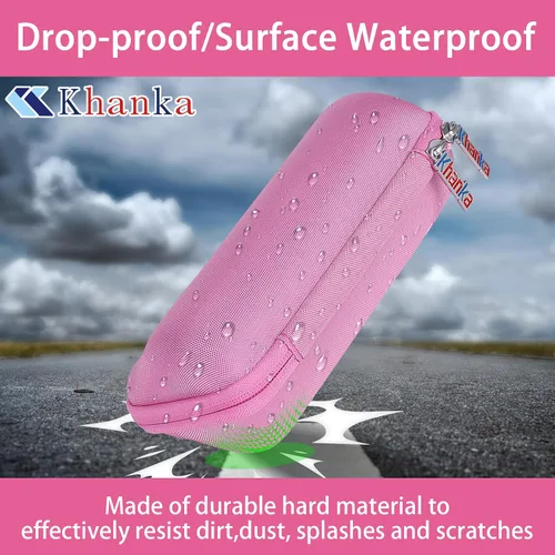 Vista 4 de Khanka Funda rígida de viaje + funda de silicona de repuesto para altavoz Bluetooth portátil impermeable JBL Flip 6 (rosa) EVA Hard Shell
