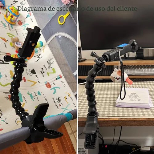 Vista 9 de Suptig - Soporte para teléfono de escritorio con cuello de ganso, clip de sujeción para poste, soporte de montaje, compatible con iPhone 16 Plus