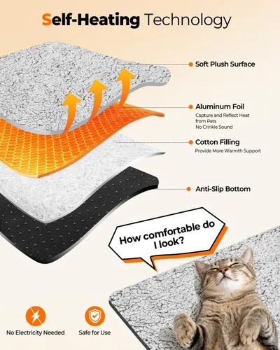 Vista 2 de Cama autocalentable para gatos, almohadilla térmica para jaula de perro