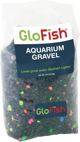 Vista 12 de GloFish Grava para acuario, grava para pecera, negra con detalles fluorescentes, complementa GloFish Tanks, bolsa de 5 libras Negro con reflejos