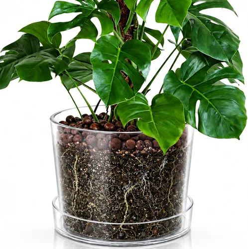Vista 21 de Maceta Phoenix Vine de 3.5 pulgadas de acrílico transparente con bandeja, maceta para orquídeas con agujeros de drenaje, platillo profundo