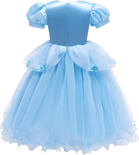 Vista 4 de Hellet Disfraces de princesa para niñas, manga abombada, disfraz de fiesta de cumpleaños con accesorios