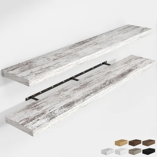 Vista 21 de RICHFOCUS Estantes flotantes de 8 pulgadas para estantes cuadrados de pared para dormitorio, cocina, baño, estante flotante de madera rústica