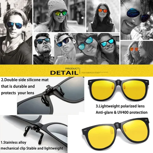 Vista 3 de FF FRAZALA Gafas de sol polarizadas con clip sobre gafas graduadas antirreflejos protección UV gafas de sol abatibles