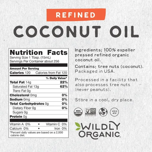 Vista 2 de Wildly Organic Aceite de coco refinado, 128 onzas líquidas, 1 galón